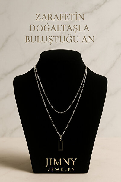 JİMNY JEWELRY قلادة من الفضة العقيق من بيلوت