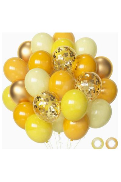 TrendiShop Set 50 Gold Balloons TrendiShop®, Premium Latex, Ideal for Parties and Festive Decorations, Gold, Y