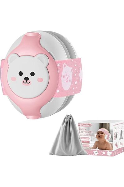 WePro Store Căști de protecție pentru bebeluși 3-36 luni, protecție fonică, bandă moale, siguranță pentru fontanele, alb roz