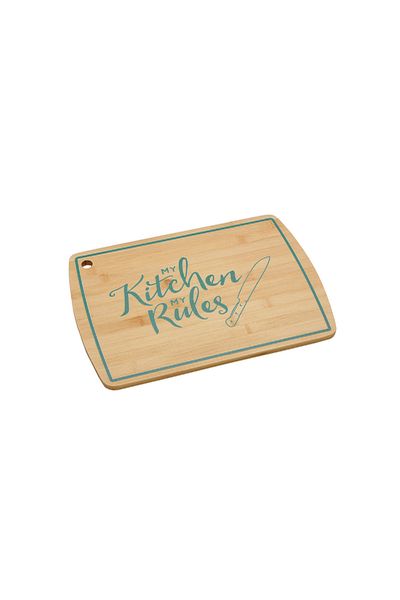 Bien Servi Durable High Quality Bamboo Rectangular Cutting Board Brown and Teal Green