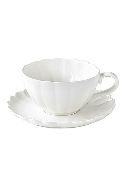 EasyLife Porcelain Microwave and Dishwasher Safe Lifestyle Tea Cup and Saucer Set White 250ml