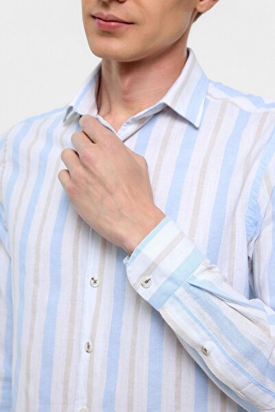 SÜVARİ Ice Blue Slim Straight Classic Collar Shirt