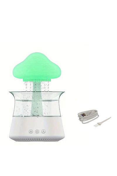 zola Umidificator ciuperca, difuzor arome, efect ploaie, LED 6x, 8 culori, 450 ml, 10W, alb