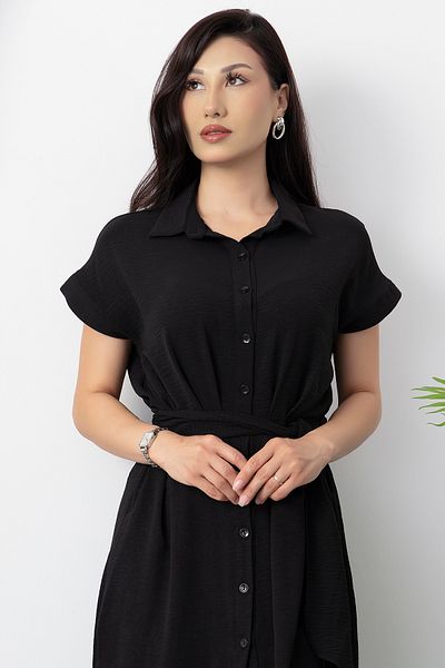 PULLIMM Cămașă Guler Rochie Legată Cu Curea YZC24Y205