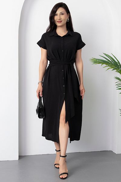 PULLIMM Cămașă Guler Rochie Legată Cu Curea YZC24Y205