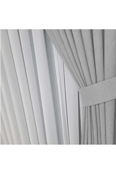 PERDENEVA AÇIK GRİ SIK PİLE TEK KANAT FON