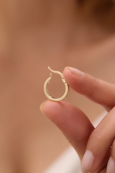 YAVUZ KUYUMCULUK 14 Ayar Altın Kibrit Çöpü Halka Küpe