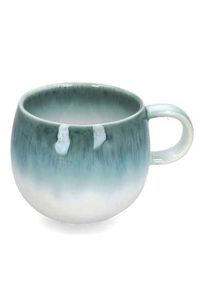EasyLife Round Shape Easy to Clean Microwave Proof Coffee Mug Green and White 375 ml