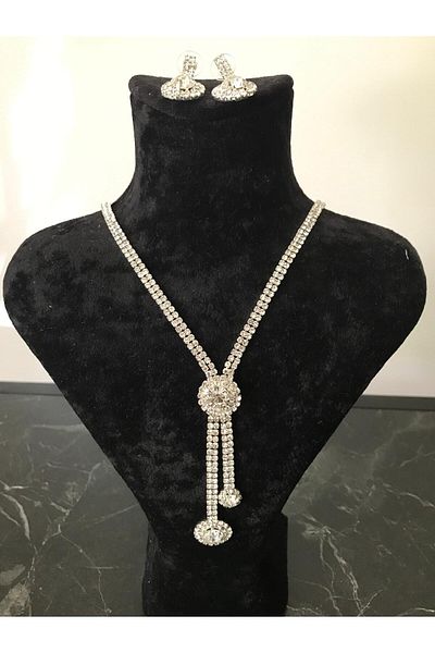 shop Waterway Necklace and Earrings Shiny Set Set Can Be Adjusted Long or Chain ​​Shaped