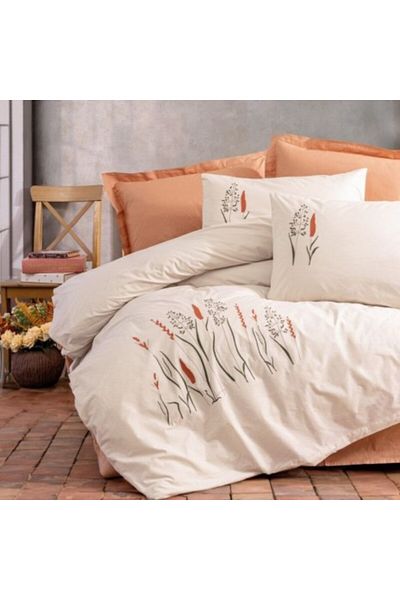 Cotton Box Lenjerii brodate bumbac 100% cu motiv floral, Cotton Box, Maia Caramel
