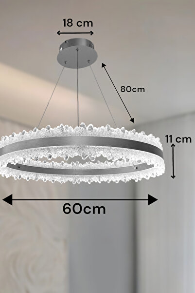 Renkoled Aydınlatma 3 Renk ışıklı kumandalı Modern Sarkıt Led Avize Salon ,oda ,mutfak ,hol 60 CM