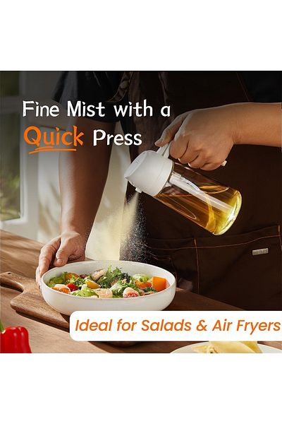 Primo Plus 2 in 1 Oil Sprayer, Cooking Oil Sprayer with Leak-Proof Design (White)