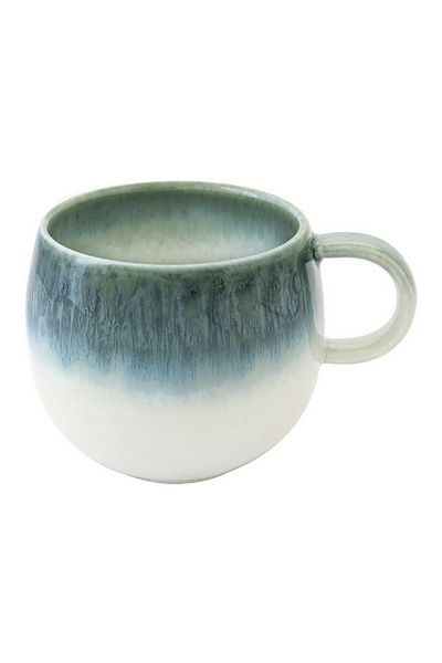 EasyLife Round Shape Easy to Clean Microwave Proof Coffee Mug Green and White 375 ml