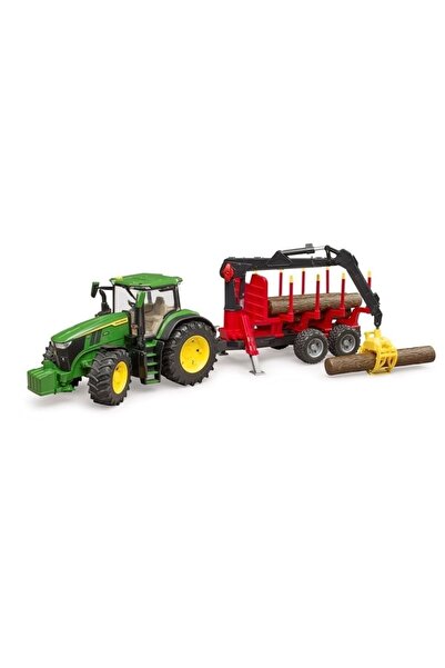Bruder 03154 JOHN DEERE TRAKTÖR VE KÜTÜK TAŞIYICI RÖMORK
