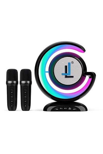 Limitless مكبر صوت كاريوكي لاسلكي مع ميكروفونين وإضاءة LED | أسود