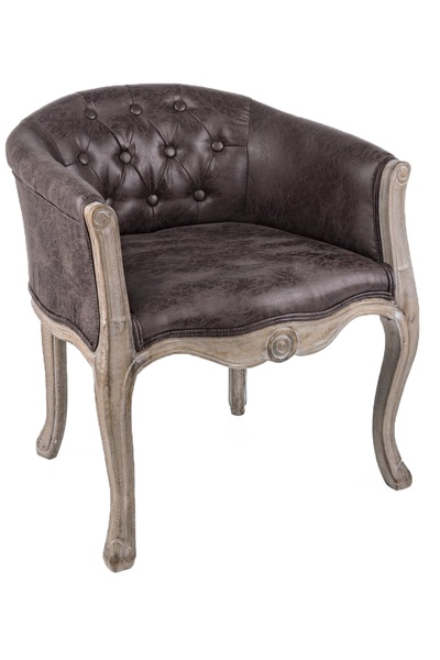 Bizzotto Diva Armchair with Brown -Leather Upholstery and Wooden Frame