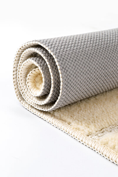 Konfor Halı Natural Non-Slip Base Bathroom Mat Set Soft Textured Water Absorbent Washable New Striped Set 50X80-50X40