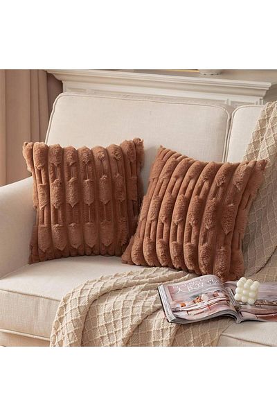 DECORA CASA HOME COLLECTİON (1 бр.) Супер мека плюшена декоративна калъфка за възглавница 43x43 см, заешка кожа