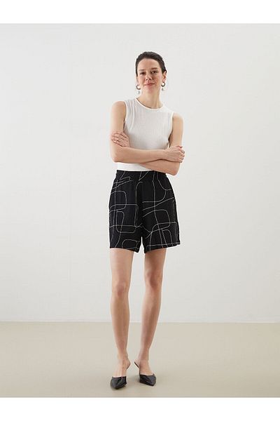 LC Waikiki Pantaloni scurți de damă cu model cu talie elastică