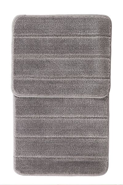 Konfor Halı Natural Non-Slip Base Bathroom Mat Set Soft Textured Water Absorbent Washable New Striped Set 50X80-50X40