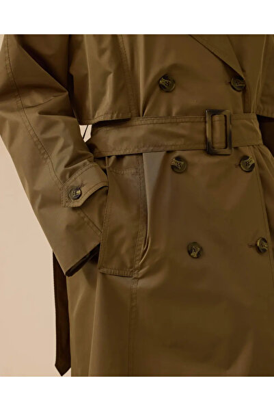 SEÇİLSTORE 10002 KRUVAZE YAKA ÖNDEN DÜĞMELİ BELİ KEMERLİ KOLLARI MANŞETLİ GÜNLÜK TRENÇKOT #03-25#