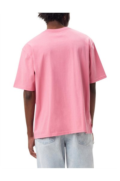 Relax family xf Men's Pink Oversize Loose Cut T-Shirt Simple Crew Neck Cotton Summer Plain Basic