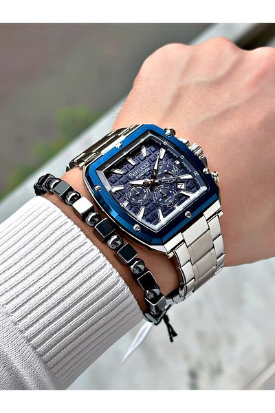 Ferrucci FERRUCCI FUNCTION NAVY BLUE DIAL SILVER METAL MEN'S WRISTWATCH