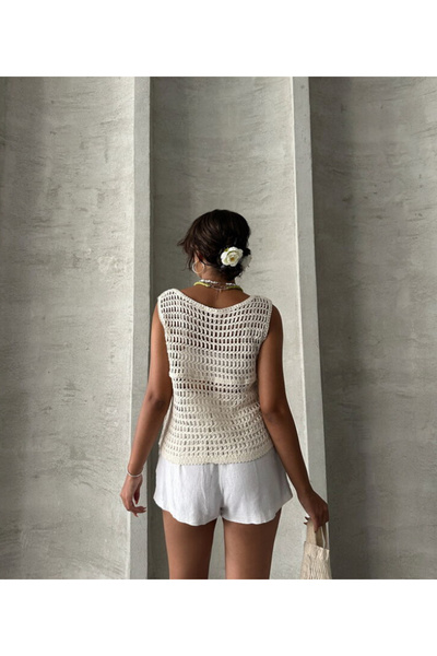 Astrea Butik TOP SHOW AJURLU DANTEL ÖRGÜ TRİKO YELEK