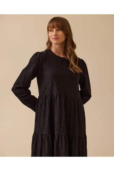 SEÇİLSTORE 1027 GÜPÜRLÜ SIFIR YAKA İÇİ ASTARLI KETEN ELBİSE 10002511311027 #0...