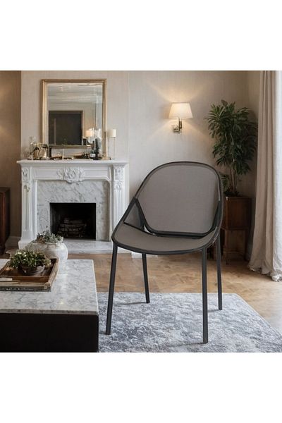 rexa Single chair with mesh seat and iron legs