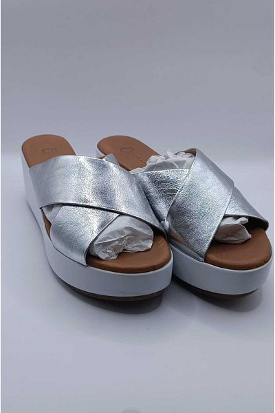 İDOL SHOES Genuine Leather Women's Cross Strap Slippers