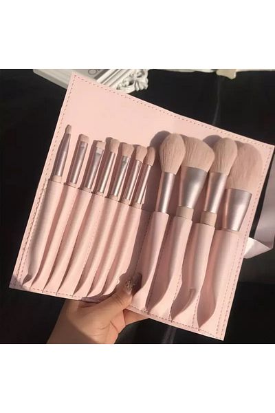 OEM Set 11 pensule de machiaj cu cutie de depozitare, roz pal