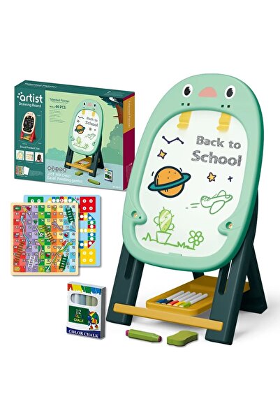 WePro Store Tablă de desen cu două fețe și jocuri, fețe magnetice și cretă, d...