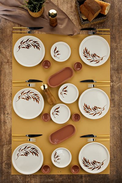 Sezka Life Lantern Tree 18 Piece Ceramic Breakfast Set 6-Person Breakfast Set Luxury Ceramic