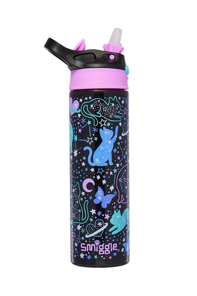 SMIGGLE Kitten Detailed Insulated Stainless Steel Flip Drink Bottle 520ml Bpa Free
