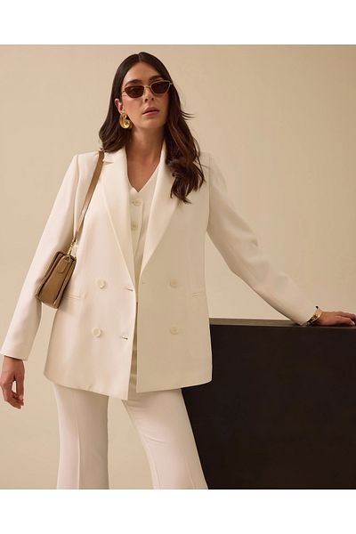 SEÇİL Double Breasted Collar Buttoned Lined Jacket