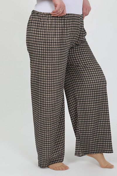 Akbeniz Women's Plus Size Wrinkle Pants 210076 Brown