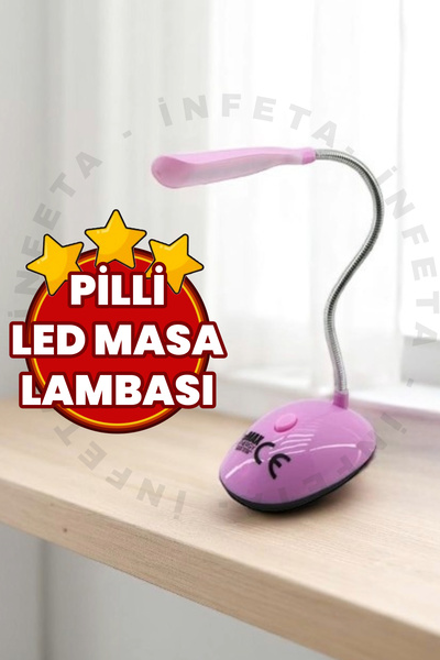 İnfeta Led Masa Lambası Ders Çalışma Kitap Okuma Lambası Pilli Başucu Lamba (...