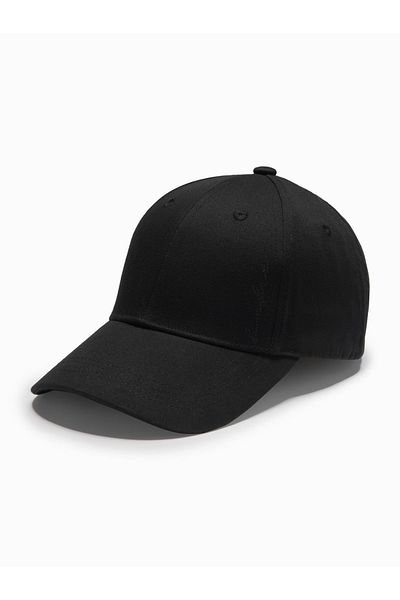 OMBRE Herren Baseballcap mit Schirm und dekorativer Stickerei - schwarz V1 OM-ACCS-0102