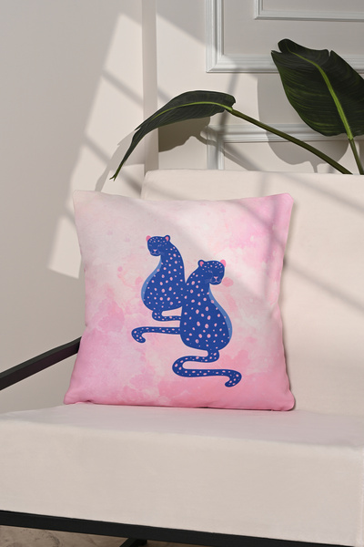 decofav Husă de pernă cu model leopard ilustrativ Pink Jungle – 43x43cm