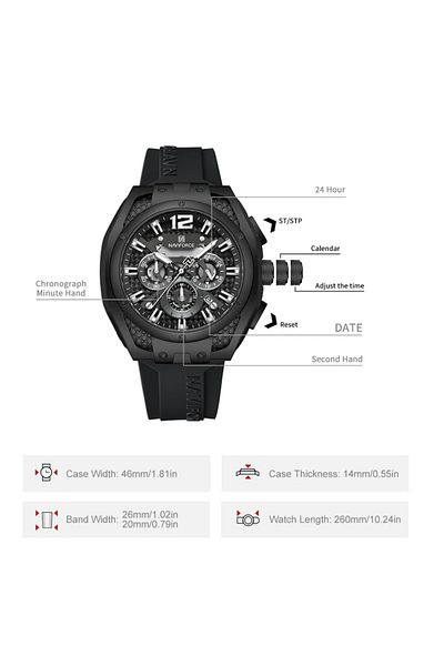 Naviforce Quartz Chronograph Watch – 3ATM Water Resistant, Durable 110g Design
