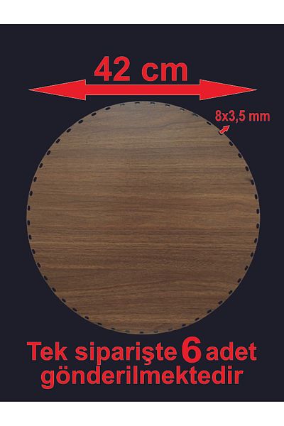 ASUDE HEDİYELİK Wooden Walnut Round Basket Bamboo Tray Knitting Plate Trivet with Holes Underlay Crochet Base Handwork Basket Base
