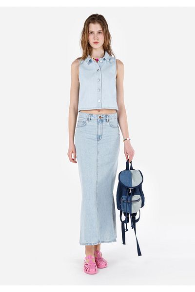 Colin's Fusta albastră pentru femei, slim fit, cu fermoar