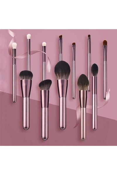 OEM Set 12 pensule de machiaj, mâner metalic, violet strălucitor