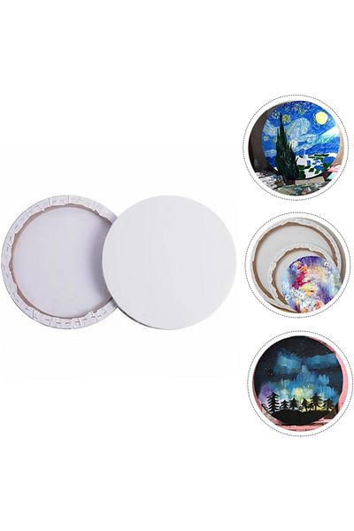 Generic 30cm Stretched Canvas Wood Frame Cotton Panels Round For Painting