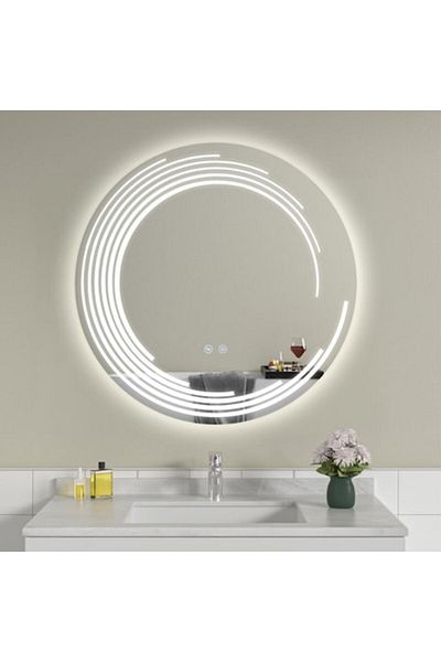 OPTIM DEKO Premium Bathroom Mirror with LED Lighting, Touch Control, Anti-Fog System, Round 70x70 cm