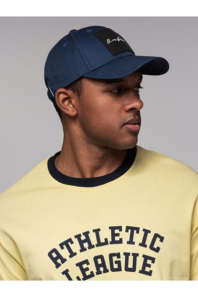OMBRE Herren Baseballkappe mit großem Patch - Marineblau V3 OM-ACCS-0101