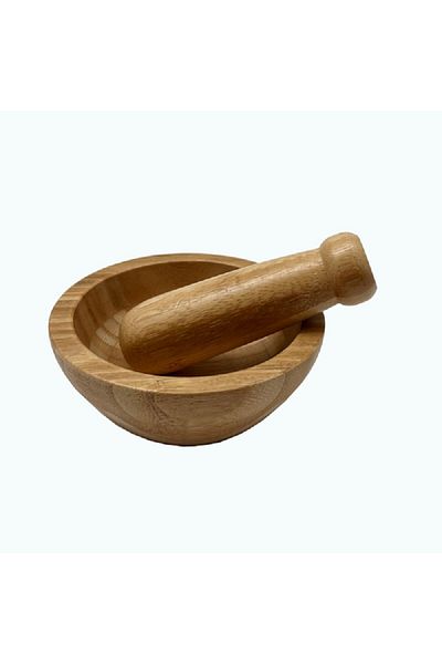 Bien Servi Eco Friendly Bamboo Mortar and Pestle Set Brown