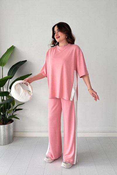 MaziButik Slit Modal Suit Pink