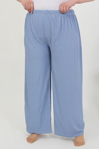 Akbeniz Women's Plus Size Wrinkle Pants 210076 Blue